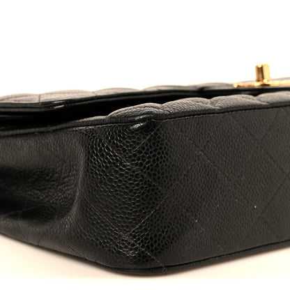 Caviar Quilted Medium Double Flap Black