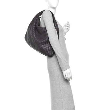 Nappa Intrecciato Large Veneta Hobo Ebano