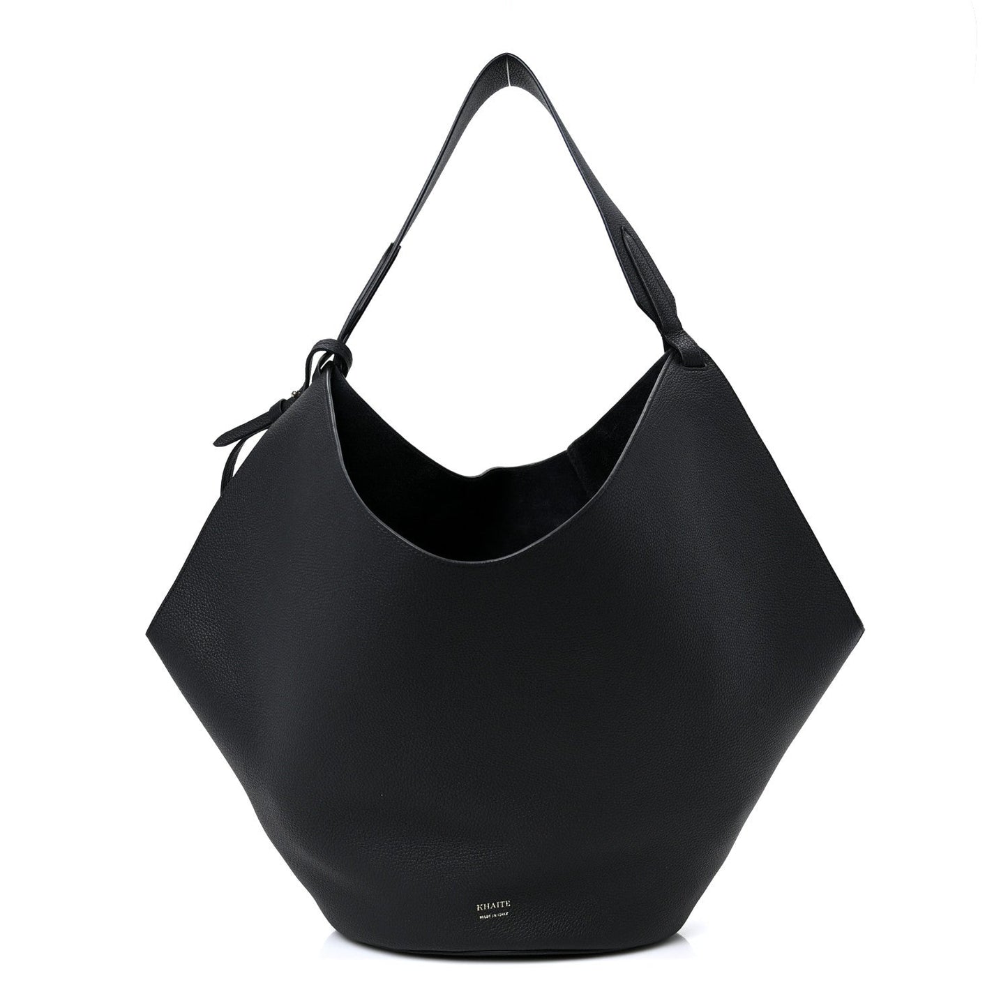 Pebbled Sport Calfskin Medium Lotus Tote Black