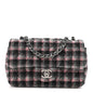 Wool Plaid Quilted Mini Rectangular Flap Pink Grey Multicolor