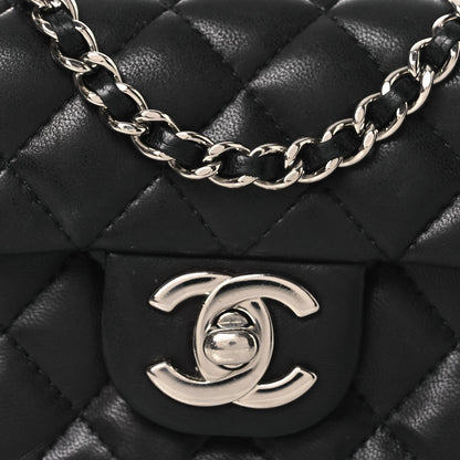 Lambskin Quilted Double Mini Flap Crossbody Black