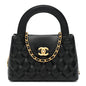 Shiny Aged Calfskin Quilted Nano Kelly Shopper Black