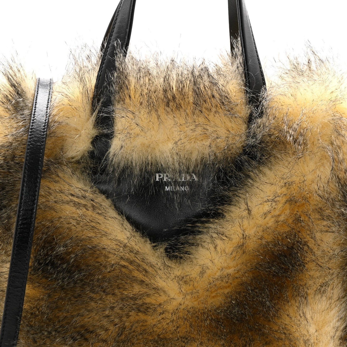 Aspen Vitello Faux Fur Tote Crema Black