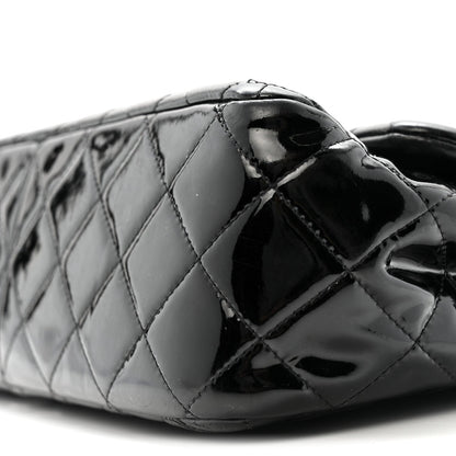 Patent Quilted Jumbo Double Flap Black