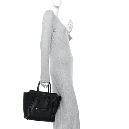 Drummed Calfskin Micro Luggage Black