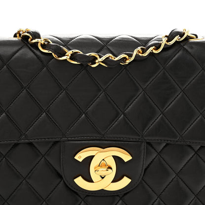 Lambskin Quilted XL Jumbo Single Flap Black