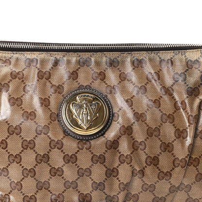 Crystal Monogram Large Hysteria Clutch Brown
