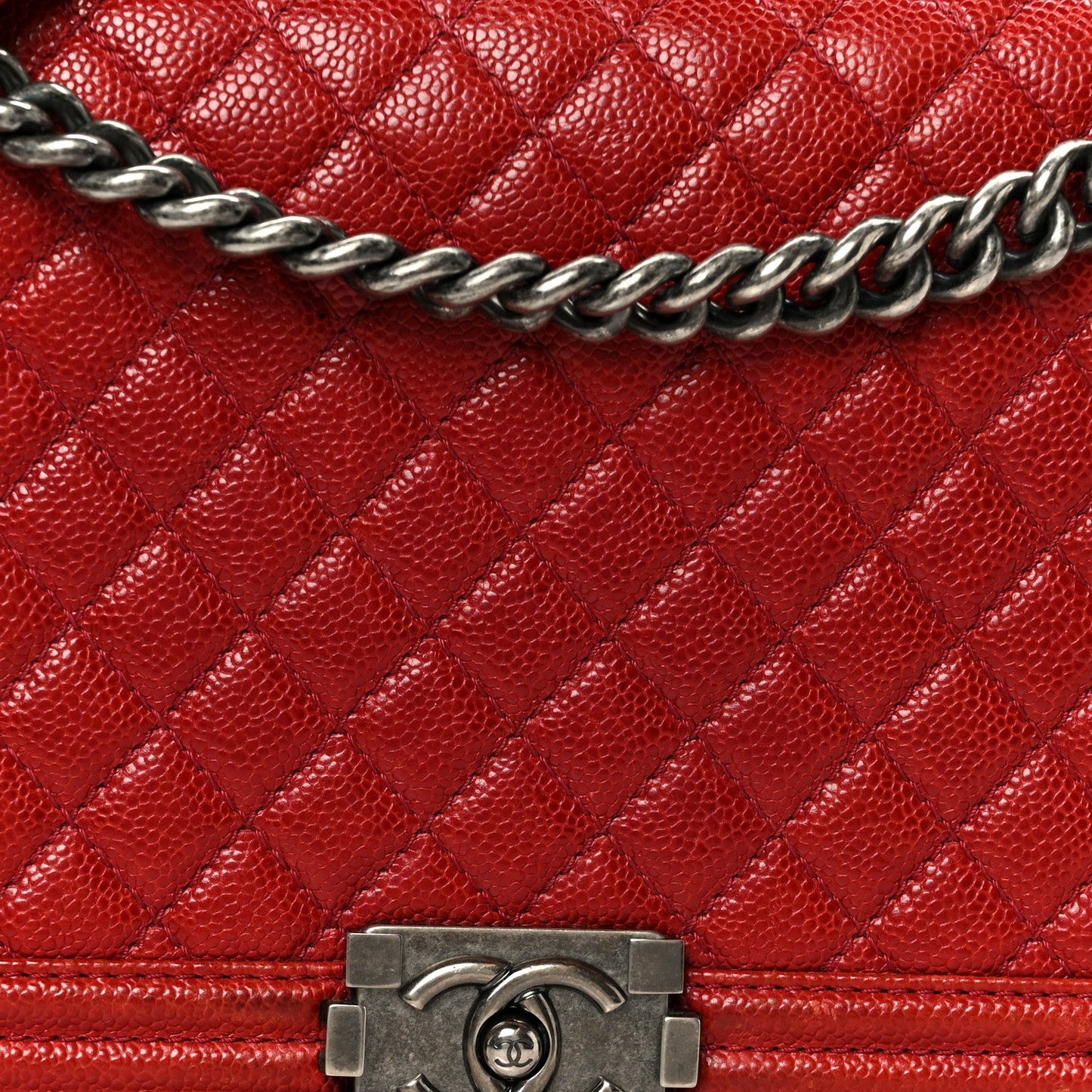 Caviar Quilted New Medium Boy Flap Dark Red