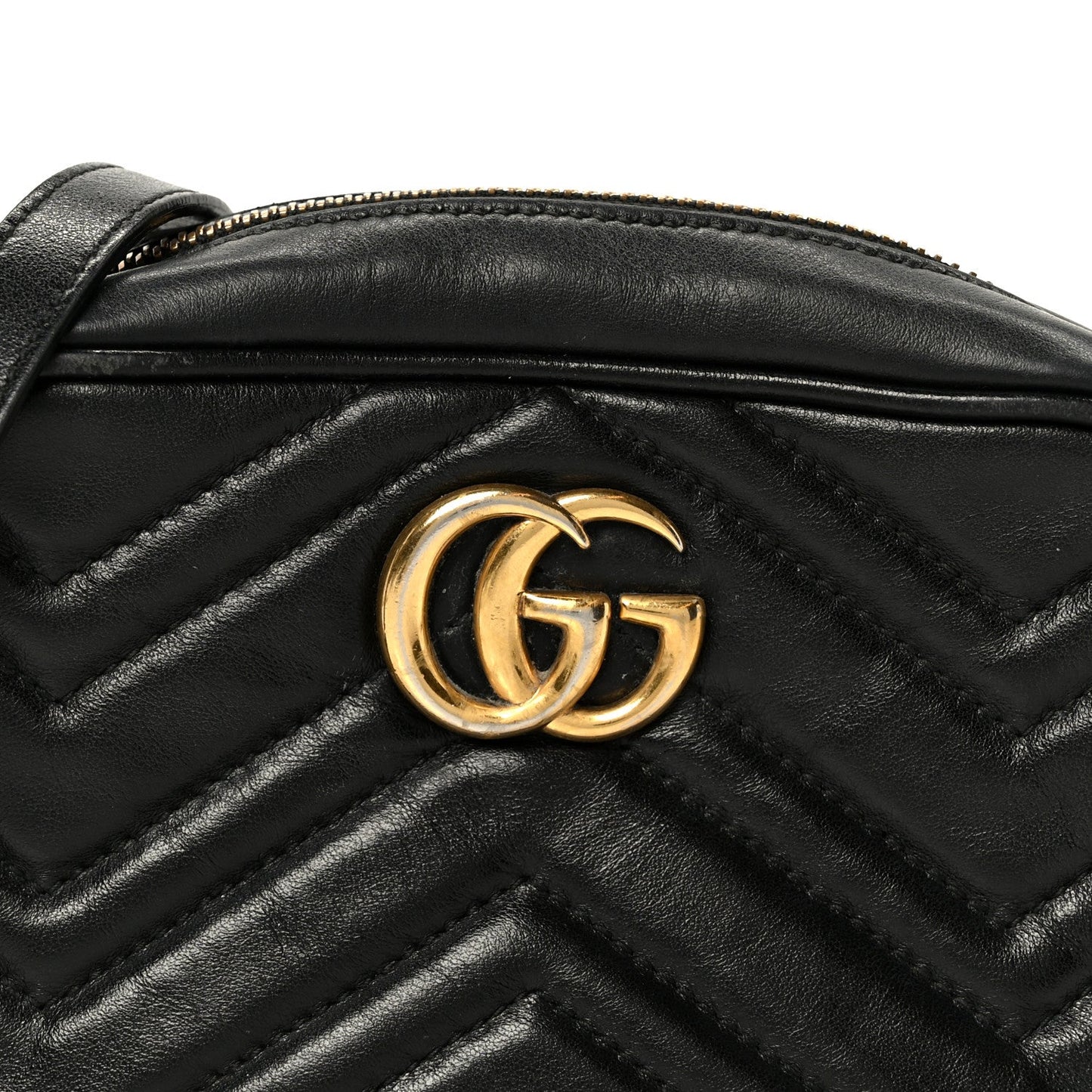 Calfskin Matelasse Mini GG Marmont Chain Shoulder Bag Black