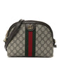 GG Supreme Monogram Textured Dollar Calfskin Web Small Ophidia Dome Shoulder Bag Beige Ebony New Acero