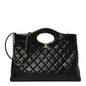 Shiny Lambskin Quilted 31 Shopping Bag Black