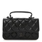 Lambskin Quilted Flap Phone Holder With Chain So Black