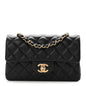 Lambskin Quilted Mini Rectangular Flap Black
