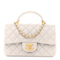 Lambskin Quilted Mini Top Handle Rectangular Flap Grey