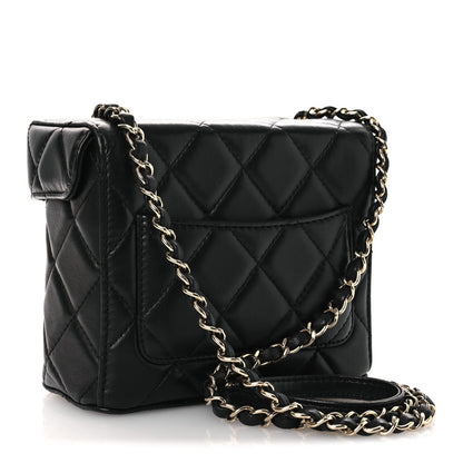 Lambskin Quilted Small Box Bag Black