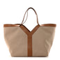 Canvas Calfskin Y Tote Tan Natural