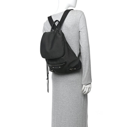 Canvas Calfskin Silver Hardware S Traveler Backpack Black