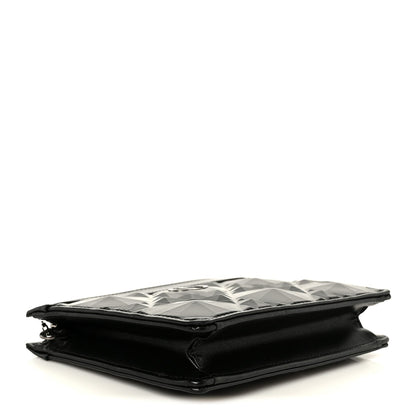 Calfskin Macrocannage Diamond Caro Zipped Pouch With Chain Black