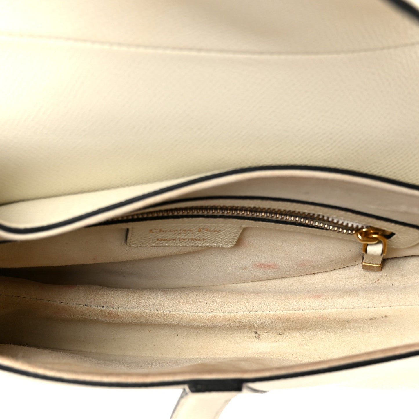 Grained Calfskin Saddle Bag White