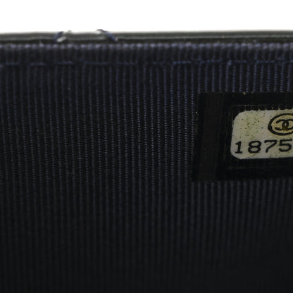Patent Quilted Wallet On Chain WOC Navy Blue