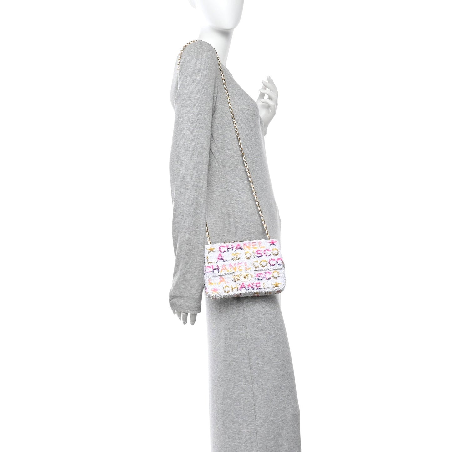 Sequin Logo CC Small Single Flap White Multicolor