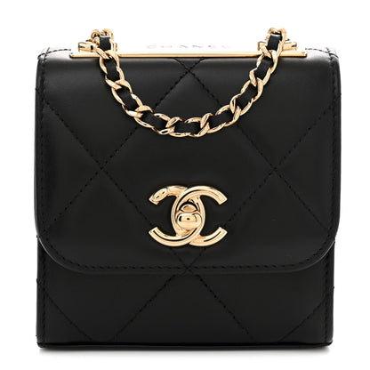 Lambskin Quilted Mini Trendy CC Chain Wallet Black