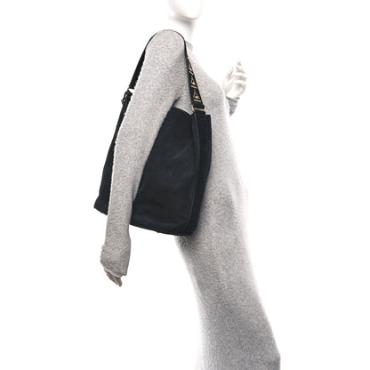 Suede Studded Bucket Bag Black