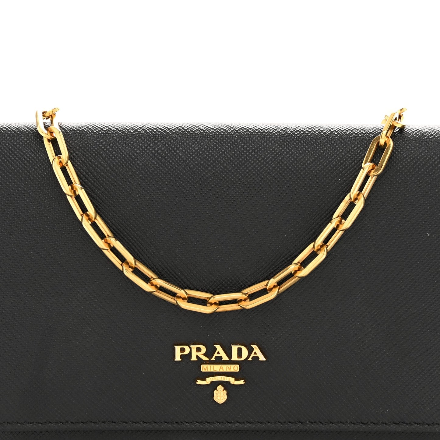 Saffiano Metal Oro Chain Wallet Black