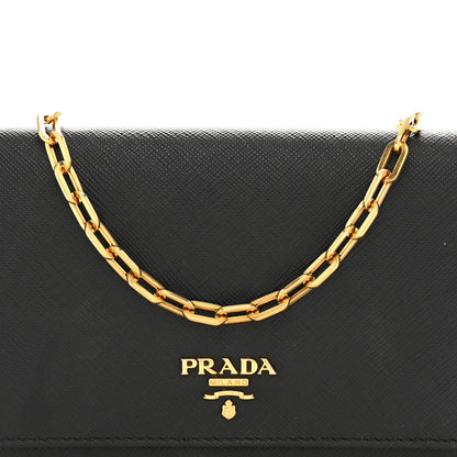 Saffiano Metal Oro Chain Wallet Black