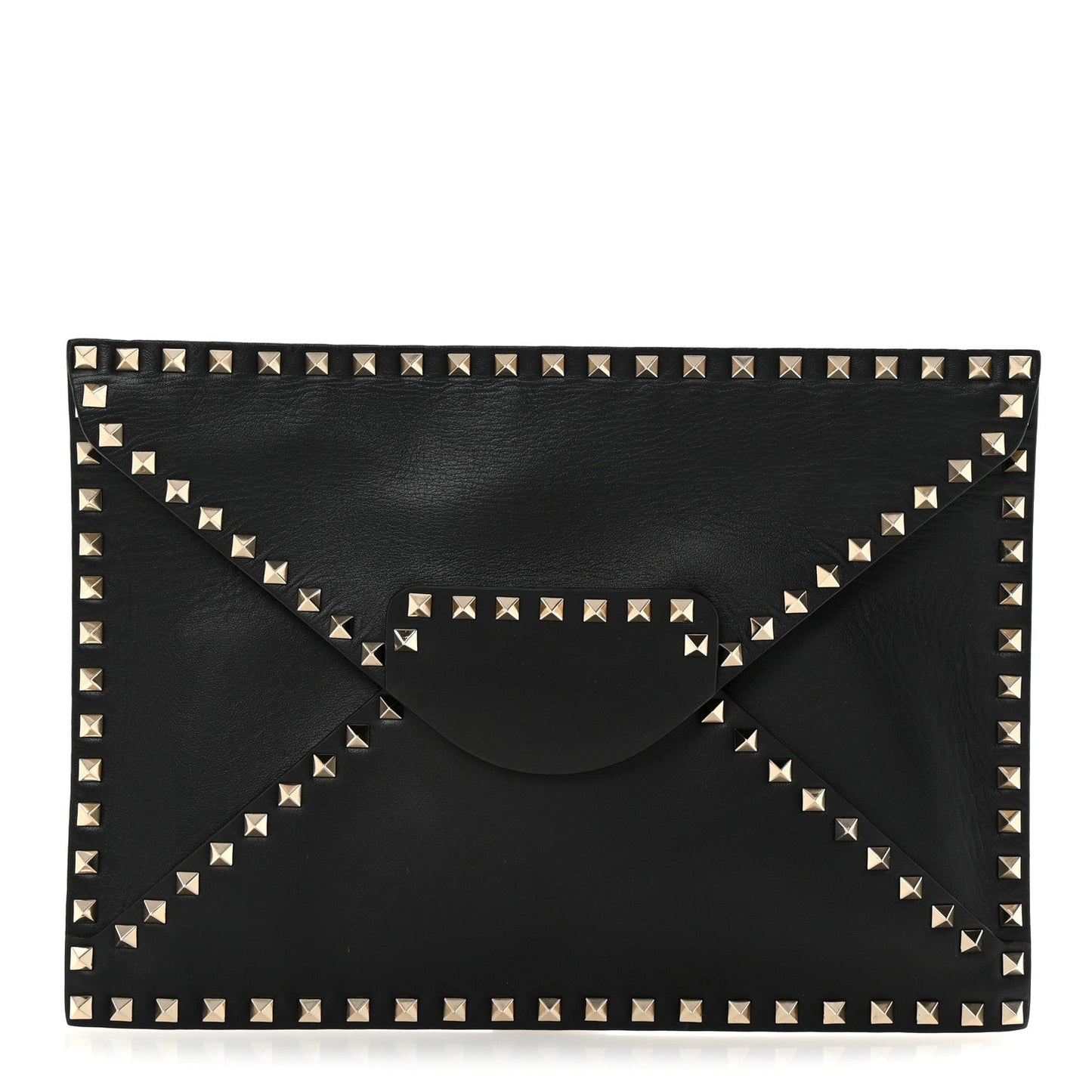 Vitello Untitled Rockstud Envelope Clutch Black