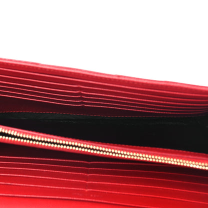 Grain De Poudre Matelasse Chevron Monogram Chain Wallet Red