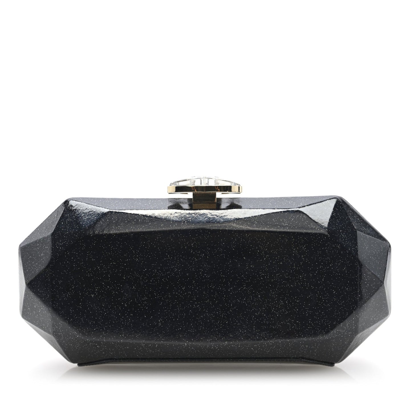 Glitter Vinyl Crystal Clutch Black