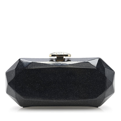 Glitter Vinyl Crystal Clutch Black