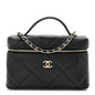 Caviar Quilted Top Handle Slim Vanity With Chain Black