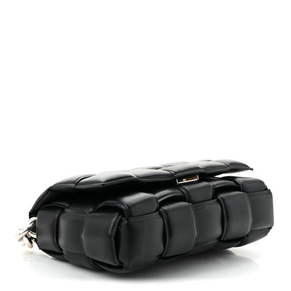 Lambskin Maxi Intreccio Padded Chain Cassette Crossbody Bag Black