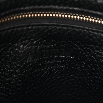 Pebbled Calfskin Mini Rockstud Flip-Lock Messenger Bag Black