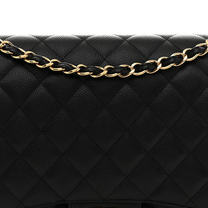 Caviar Quilted Maxi Double Flap Black