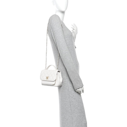 Caviar Quilted Small Business Affinity Flap White