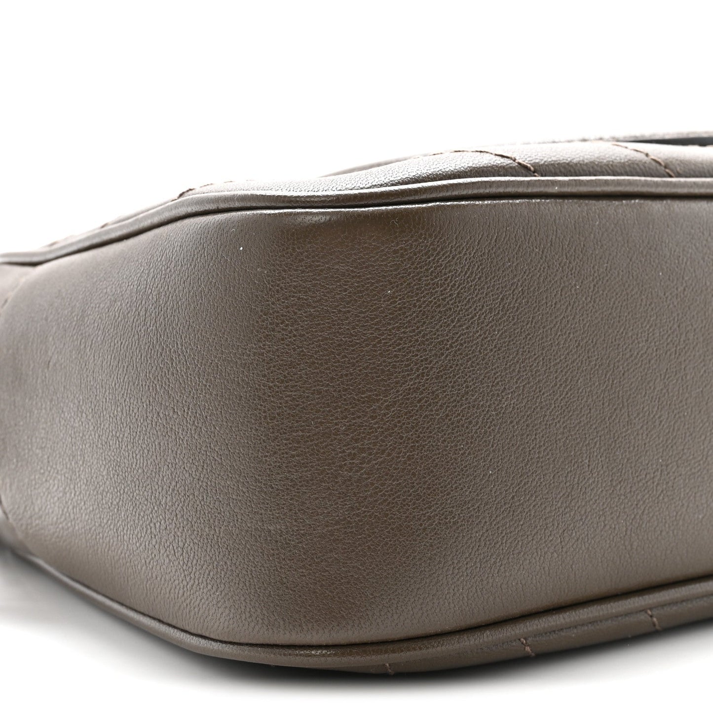 Sakai Be Green Calfskin Diagonal Stitched Small Blondie Shoulder Bag Craclet Brown