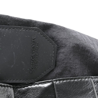 Paper Calfskin Maxi Intreccio Cassette Crossbody Bag Black
