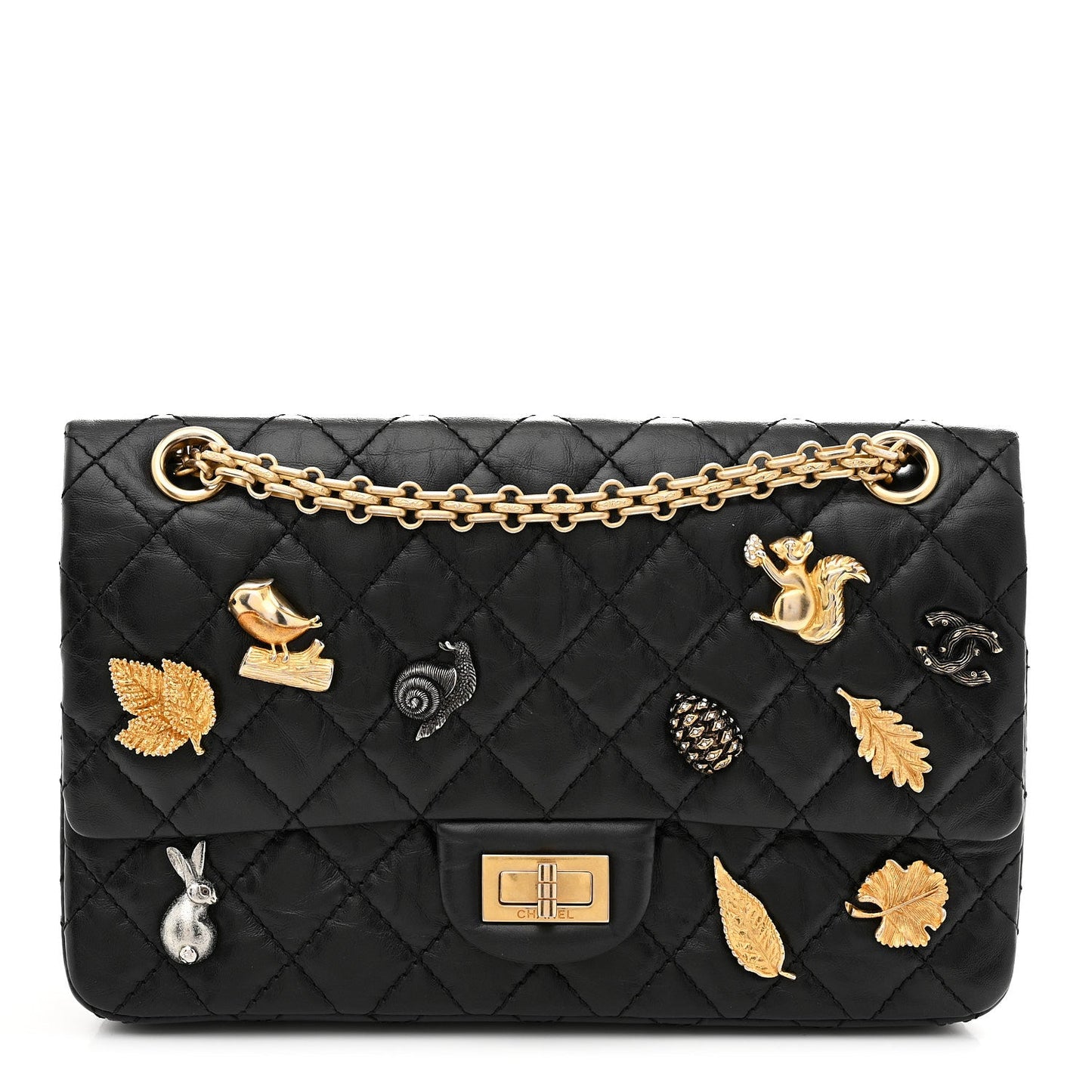 Aged Calfskin Lucky Charms 2.55 Reissue 225 Flap Black