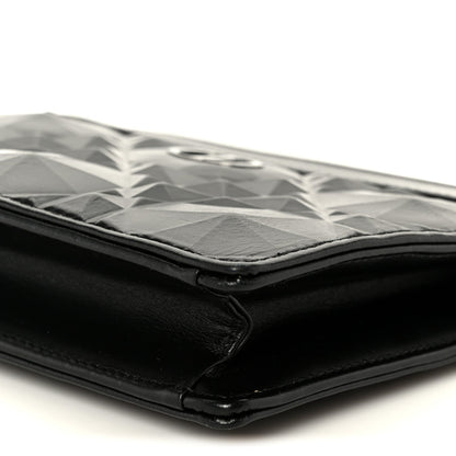 Calfskin Macrocannage Diamond Caro Zipped Pouch With Chain Black