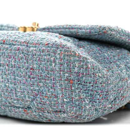 Tweed Quilted Large Chanel 19 Flap Blue Multicolor
