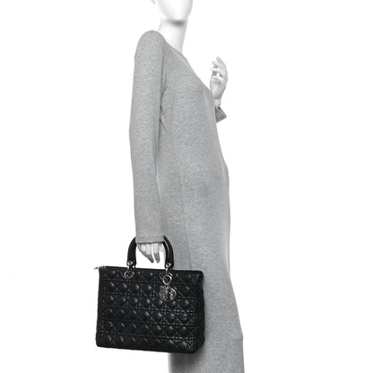 Lambskin Cannage Large Lady Dior Black