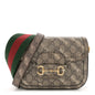X BALENCIAGA GG Supreme Monogram Web Logo Print Mini Horsebit 1955 Shoulder Bag Beige Ebony