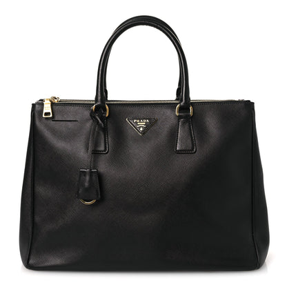 Saffiano Large Galleria Double Zip Tote Black