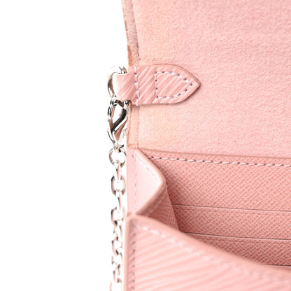 Epi Twist Belt Chain Wallet Rose Ballerine