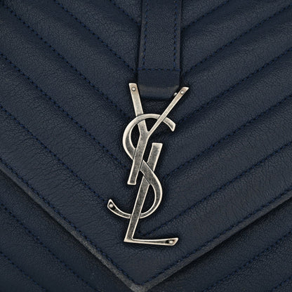 Sheepskin Matelasse Chevron Monogram Medium College Bag Navy