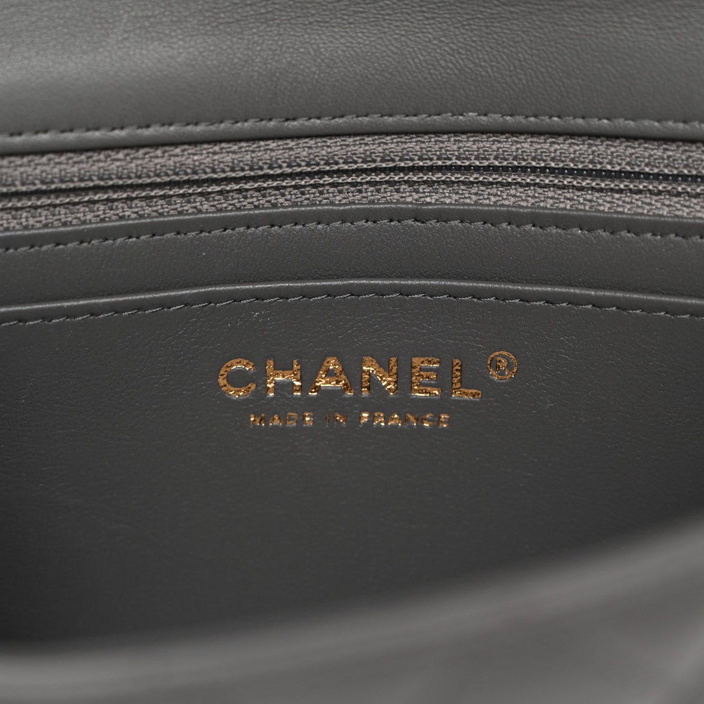 Lambskin Quilted Mini Rectangular Flap Dark Grey