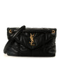 Lambskin Quilted Small Loulou Puffer Monogram Chain Satchel Black